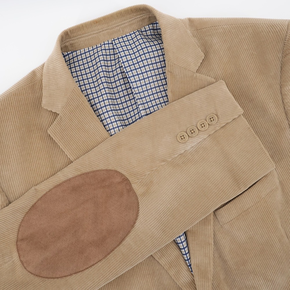 Saddlebred Elbow Patch Corduroy Blazer Tan Long Sleeve Mens 44R